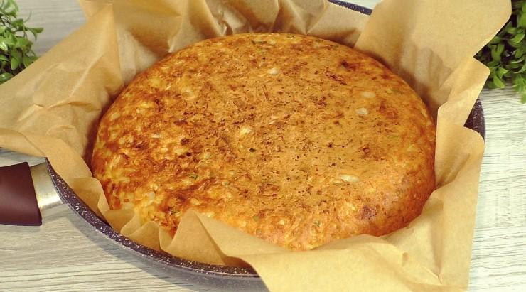 Капустяна запіканка на швидку руку без духовки, на сковороді