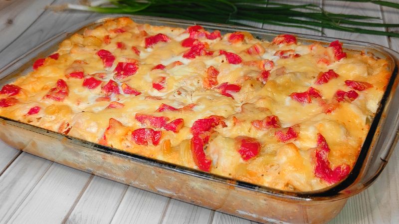 Запіканка з макаронів та курячого філе