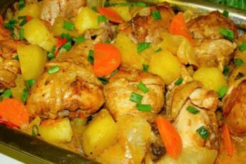 Вечеря з овочами та курячими гомілками